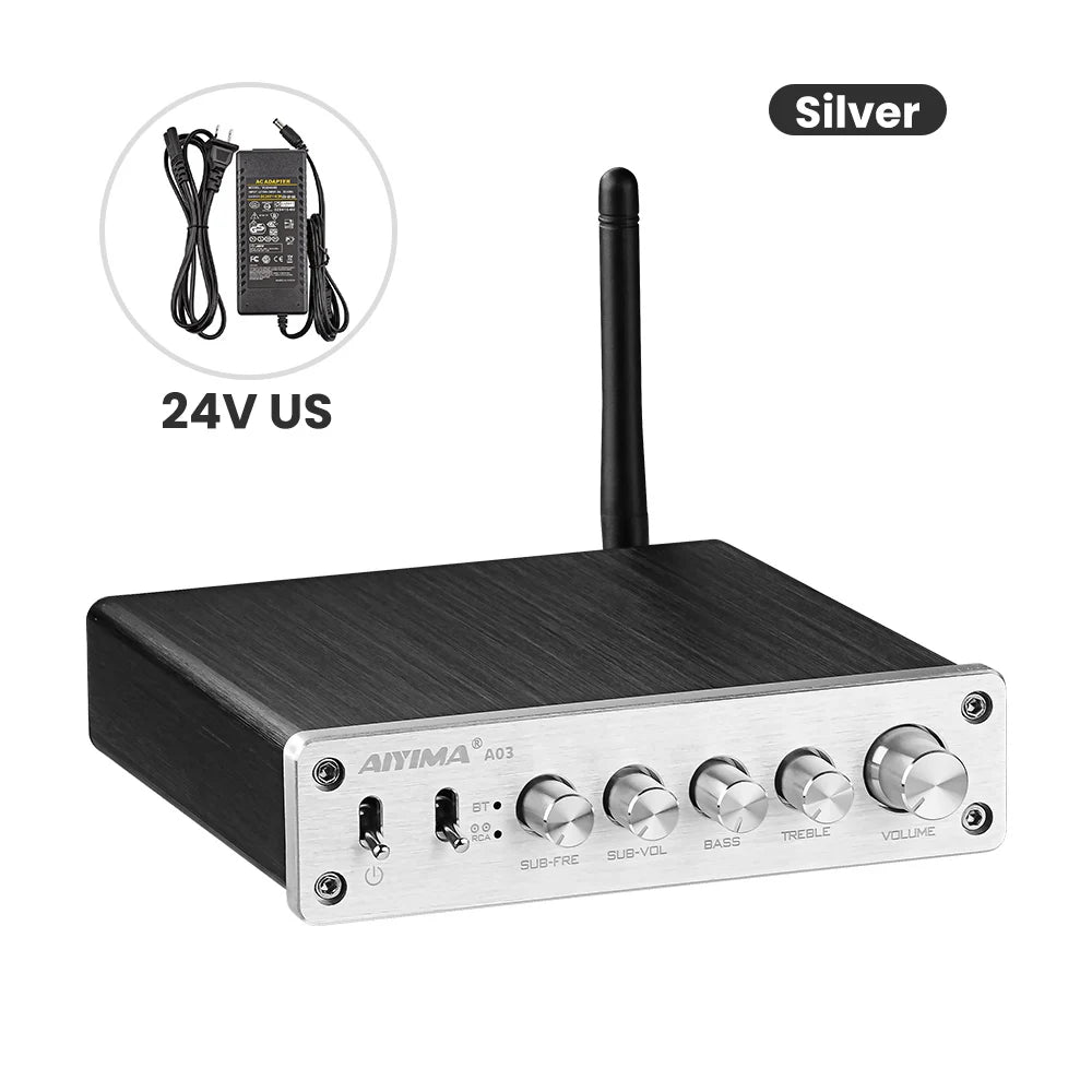AIYIMA A03 TPA3116 Subwoofer Bluetooth Amplifier HiFi TPA3116D2 2.1 Digital Audio Power Amplifiers 50Wx2+100W Sound Amplifier