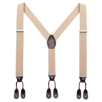 Vintage Suspenders Men Women Adult Leather Trimmed Button End Y Back Adjustable Elastic Trouser Braces Straps Belt Wedding Party