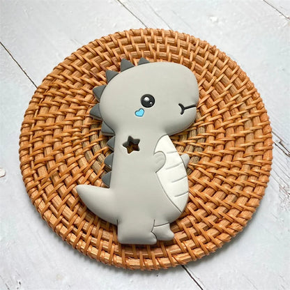 1Pcs, Silicone Dinosaur Teether, Cartoon Animal Rodent Teeth, Necklace Food Grade Baby Chew Toy