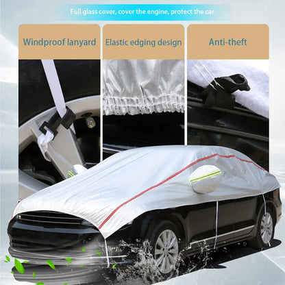 Universal Half Car Cover, Waterproof Outdoor Cover, Oxford Sun Rain Uv Protection, Dustproof Snowproof Car Body Cover for SUV Sedan