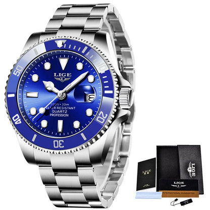 Luxury Fashion Diver Watch For Men, 30ATM Waterproof Date Clock, Sports Watch For Mens, Quartz Wristwatch, Relogio Masculino, LIGE Top Brand