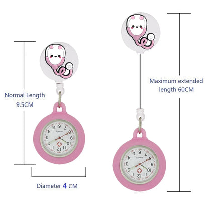 Retractable Hospital Medical Icon Love Heart Badge Reel Cartoon, Nurse Doctor Pocket Watch, Hang Clips Quartz Watches Clock