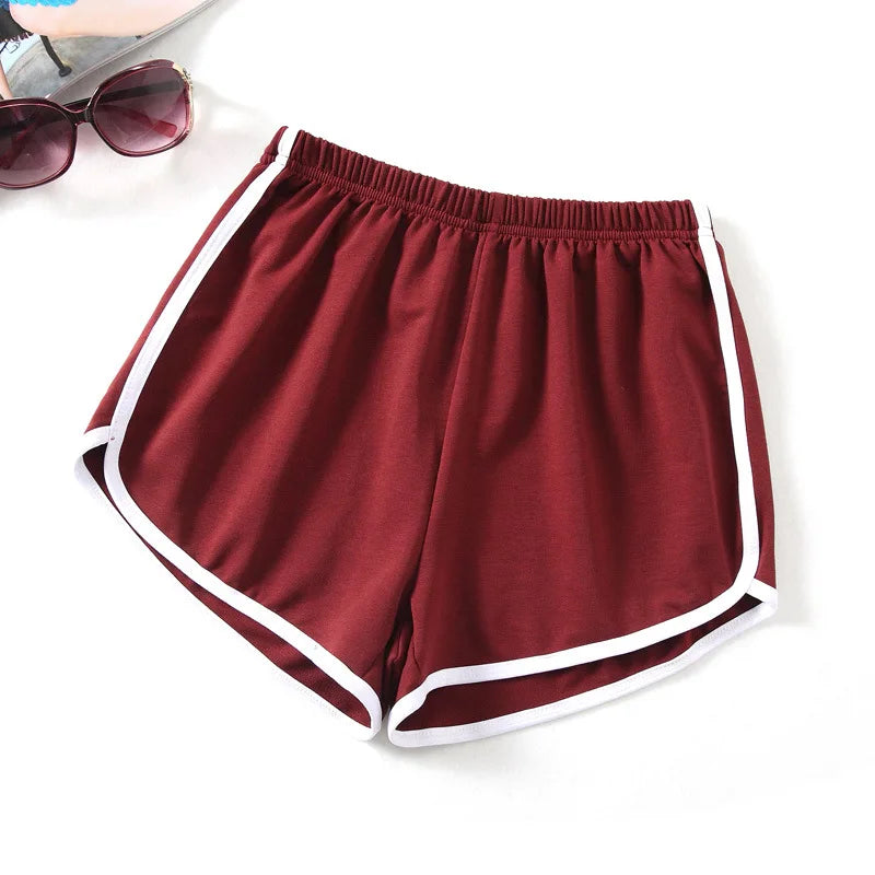Sports Shorts, Women Summer New Candy Color Anti Emptied Skinny Shorts, Casual Lady Elastic Waist Beach Correndo Short Pants