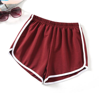 Sports Shorts, Women Summer New Candy Color Anti Emptied Skinny Shorts, Casual Lady Elastic Waist Beach Correndo Short Pants