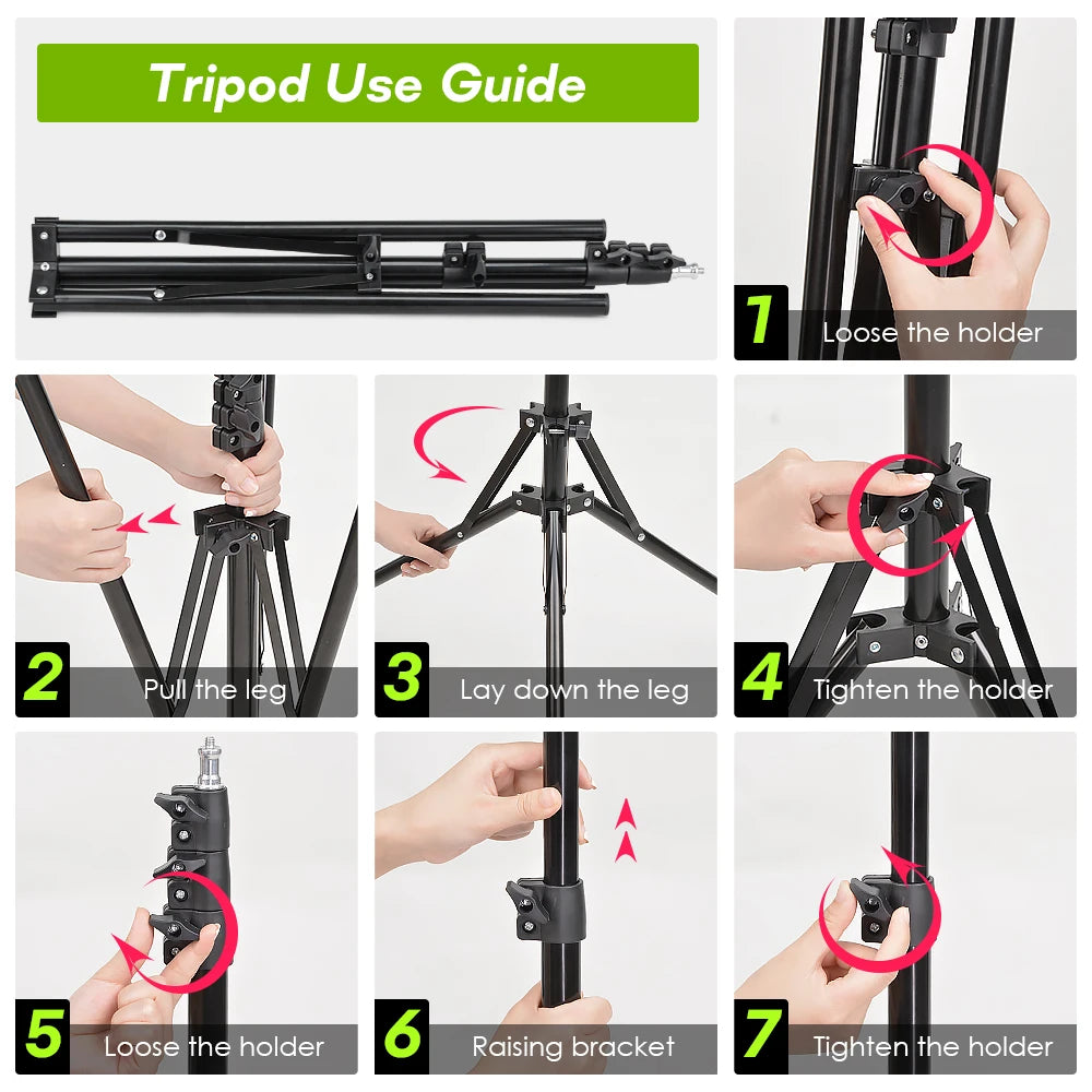 Tripod With LED Ring Light For Phone, Tripod Camera Stand Selfie Photography Light LED Lamp Color Photo Studio For YouTube Live
