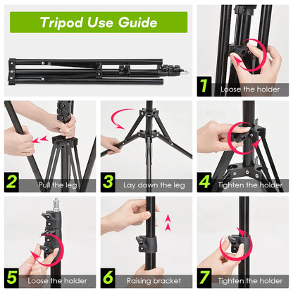 Tripod With LED Ring Light For Phone, Tripod Camera Stand Selfie Photography Light LED Lamp Color Photo Studio For YouTube Live