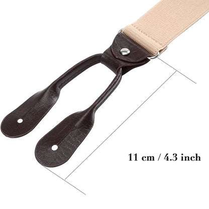 Vintage Suspenders Men Women Adult Leather Trimmed Button End Y Back Adjustable Elastic Trouser Braces Straps Belt Wedding Party