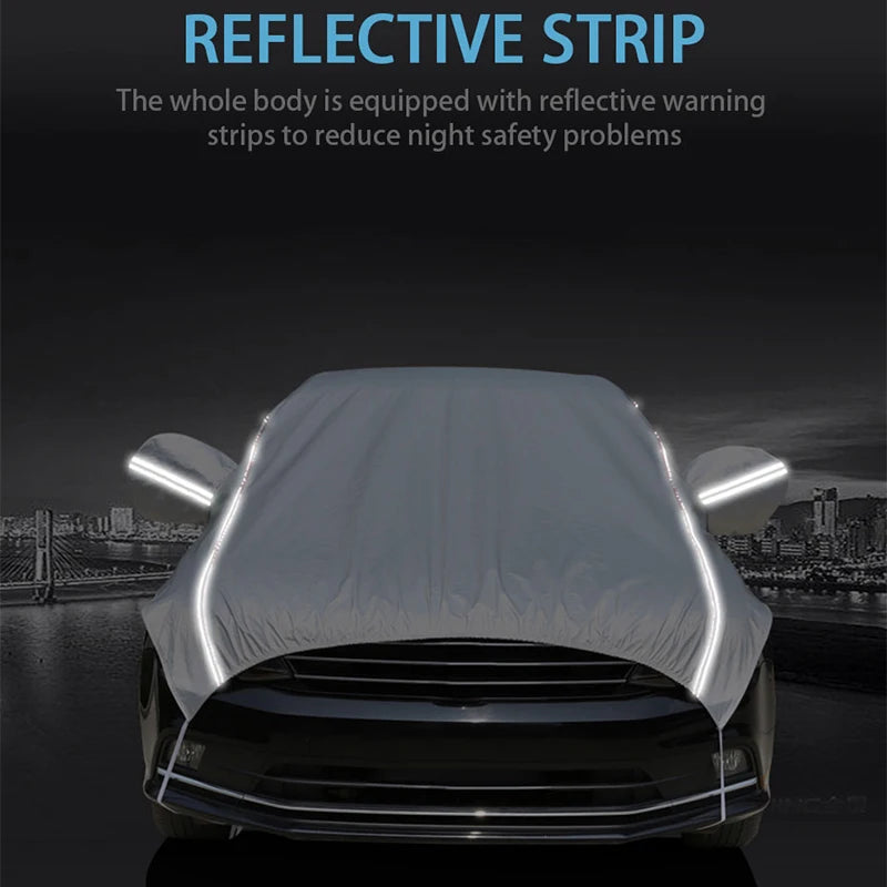 Universal Half Car Cover, Waterproof Outdoor Cover, Oxford Sun Rain Uv Protection, Dustproof Snowproof Car Body Cover for SUV Sedan