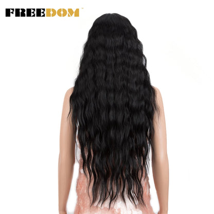 Synthetic Lace Front Wig, Long Deep Wavy Ombre Blonde Ginger Lace Wigs For Black Women, Heat Resistant Cosplay Wigs, FREEDOM