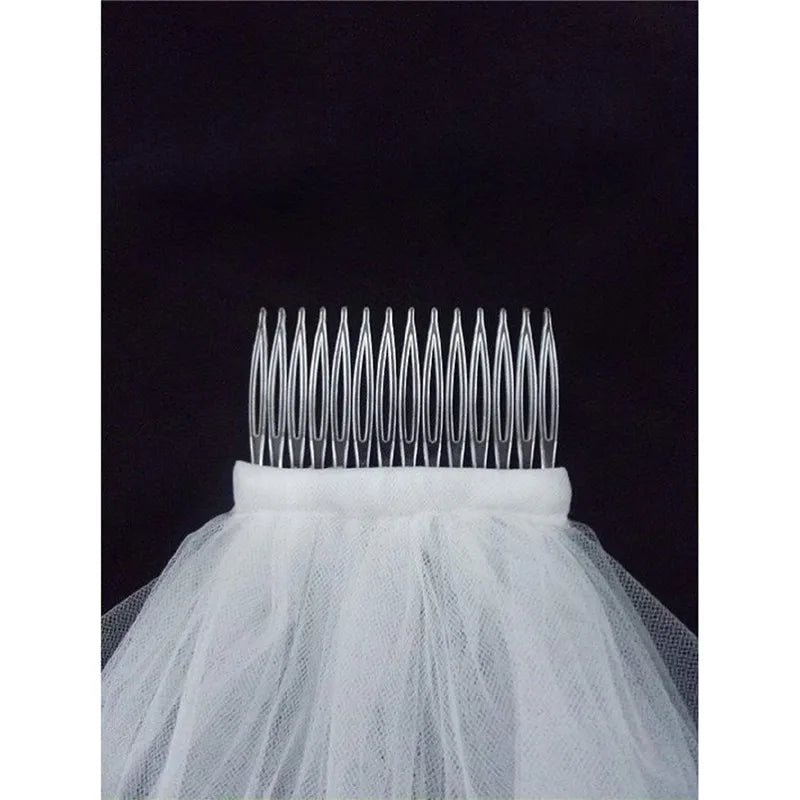 Short Simple Wedding Veil Tulle, Two Layer With Comb, White Ivory Bridal Veil for Bride for Marriage, Wedding Accessories