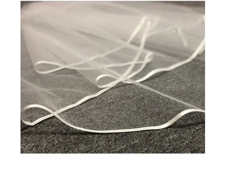 Short Simple Wedding Veil Tulle, Two Layer With Comb, White Ivory Bridal Veil for Bride for Marriage, Wedding Accessories