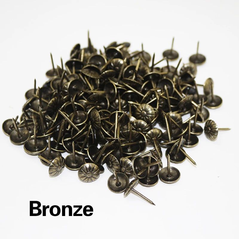 50pcs Brass Thumbtack Board Pins Drawing Photo Wall Studs Office School Supplies Antique Bronze Nail Push Pins Box Sofa Decor