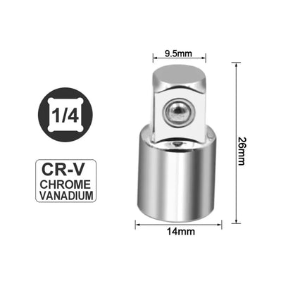 Ratchet Wrench Socket Converter Sleeve Head Adapter 1/2" (Female) to 3/8" (Male), 3/8" (Female) to 1/4" (Male), 1/4" (Female) to 3/8" (Male), 3/8" (Female) to 1/2" (Male) Stainless Steel