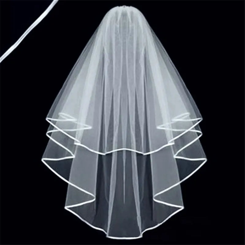 Short Simple Wedding Veil Tulle, Two Layer With Comb, White Ivory Bridal Veil for Bride for Marriage, Wedding Accessories