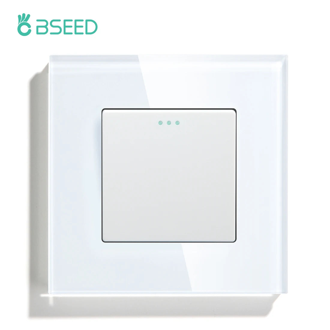 Bseed EU Standard Mechanical Reset Switch 1/2/3Gang 1Way Push Button Switches With Crystal Glass Panel White Black 250V