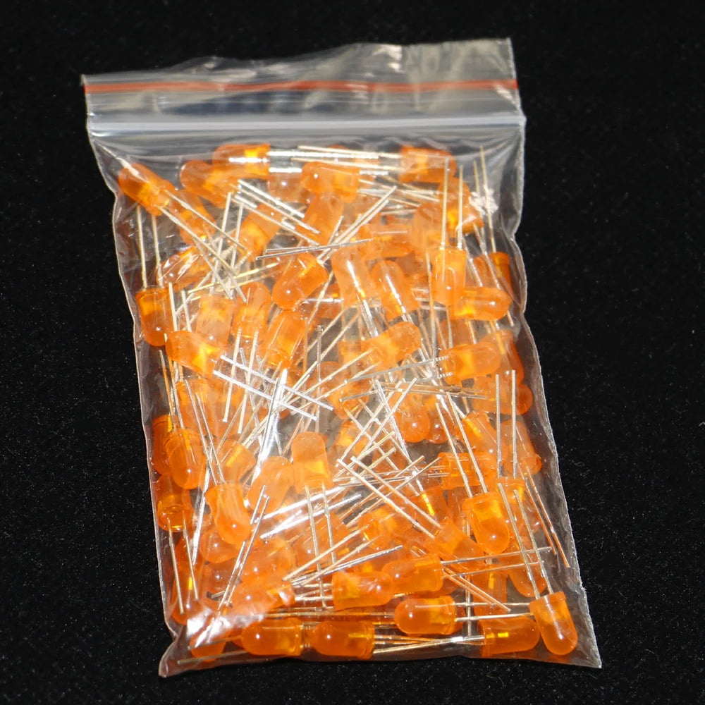 100pcs, 5mm LED Diode, 5mm Assorted Kit, White Green Red Blue Yellow Orange Pink Purple Warm white DIY Light Emitting Diode