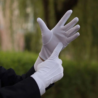 1Pair White Formal Gloves, Tuxedo Honor Guard Parade Inspection Collection Serve Thin Gloves, Thick Gloves, Performance Gloves, Men