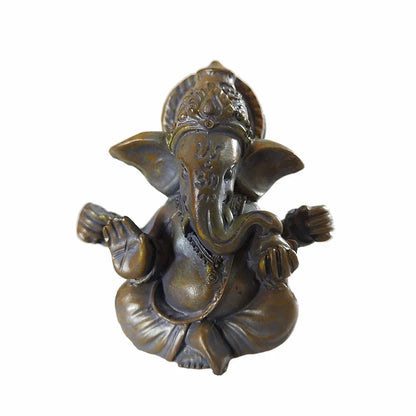 Bronze Color Lord Ganesha Statue, Buddha Ornaments, Elephant Hindu God Sculpture Figurines For Home Office Decoration, Buddha Statues
