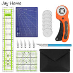 Sewing Rotary Cutter Kit: 45mm Rotary Cutter with 5 Blades, Cutting Mat, Patchwork Ruler, Precision Knife for Sewing, Quilting, Crafts