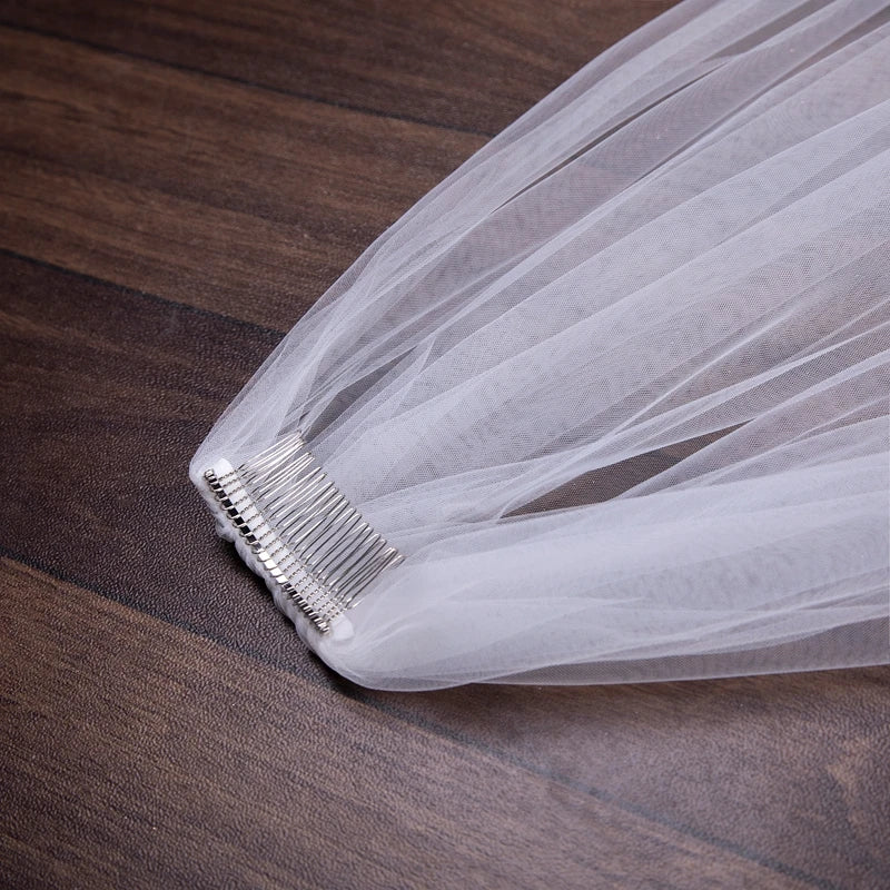 Wholesale Soft Tulle 3-Meter 5-Meter White Ivory Voile Mariée Long Wedding Veil with Metal Comb Bridal Headwear Vestido De Noiva