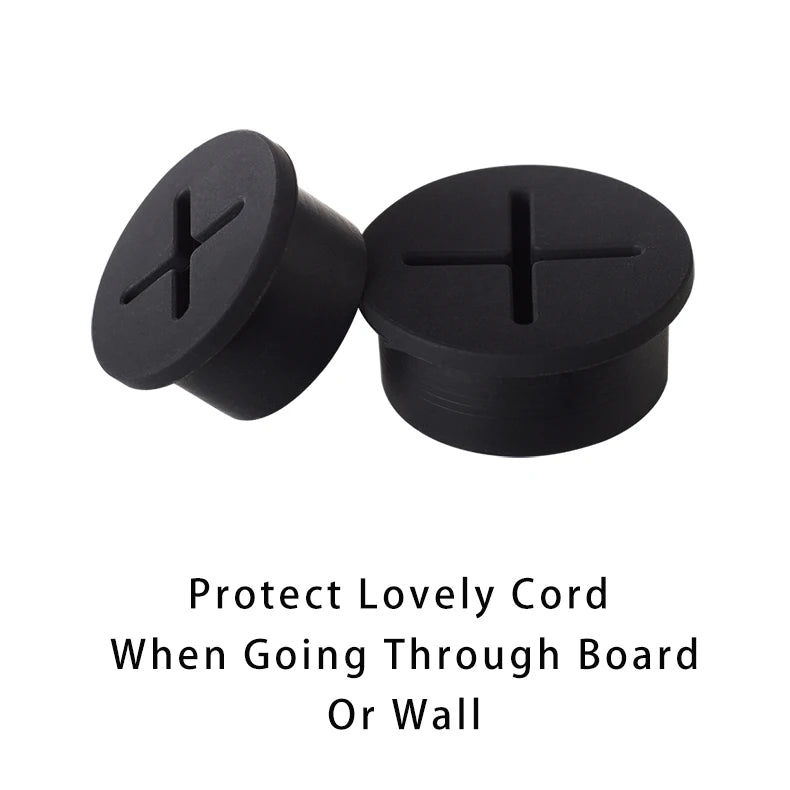 Desk Cord Grommet, Flexible Silicone Cable Hole Cover, Wire Organizer, Cable Pass Through, Round Gasket White