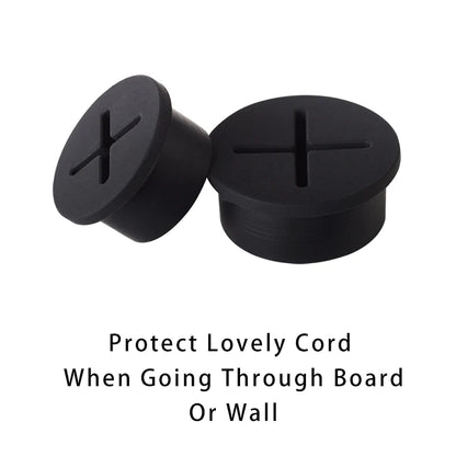 Desk Cord Grommet, Flexible Silicone Cable Hole Cover, Wire Organizer, Cable Pass Through, Round Gasket White