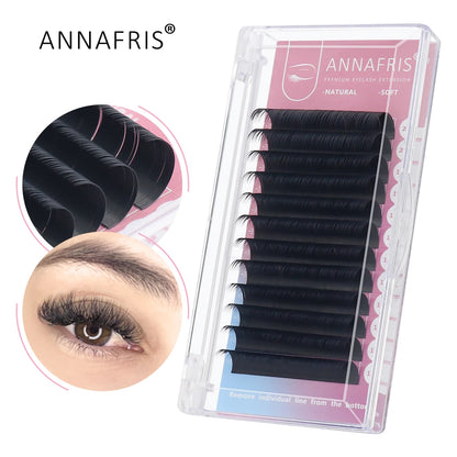 GLAMLASH Colored Lashes Lake Blue/Lavender/Cinnamon/Dark Green/Matcha Grey Individual Natural False Colorful Eyelash Extension