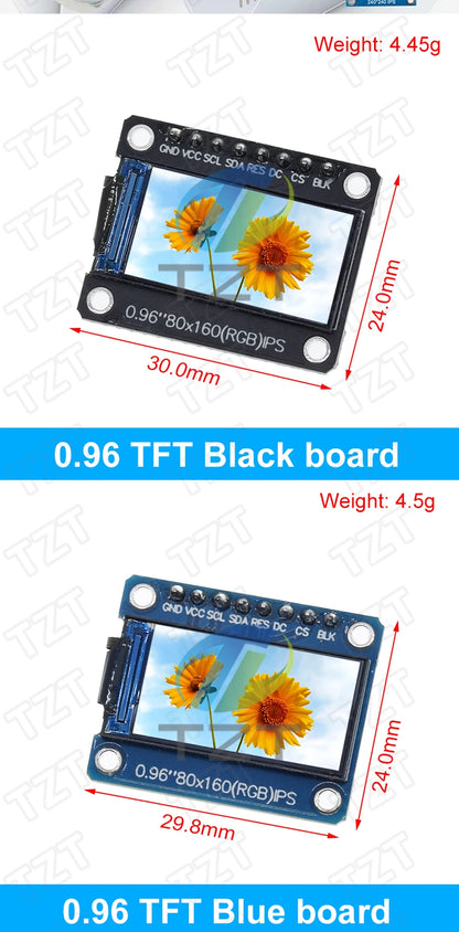 TFT Display 0.96 / 1.3 inch IPS 7P SPI HD 65K Full Color LCD Module ST7735 / ST7789 Drive IC 80*160 240*240 (Not OLED)