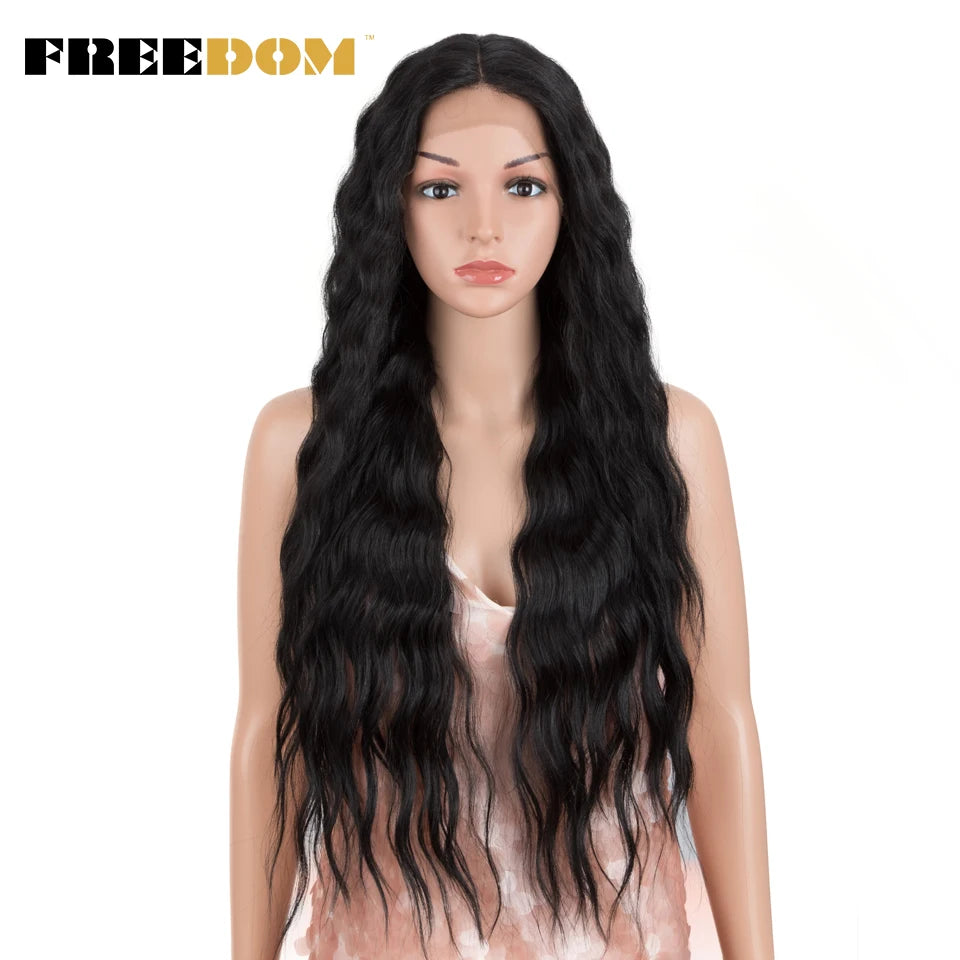 Synthetic Lace Front Wig, Long Deep Wavy Ombre Blonde Ginger Lace Wigs For Black Women, Heat Resistant Cosplay Wigs, FREEDOM