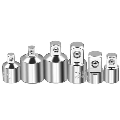 Ratchet Wrench Socket Converter Sleeve Head Adapter 1/2" (Female) to 3/8" (Male), 3/8" (Female) to 1/4" (Male), 1/4" (Female) to 3/8" (Male), 3/8" (Female) to 1/2" (Male) Stainless Steel