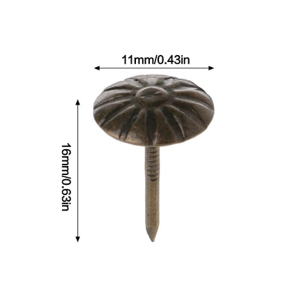 50pcs Brass Thumbtack Board Pins Drawing Photo Wall Studs Office School Supplies Antique Bronze Nail Push Pins Box Sofa Decor