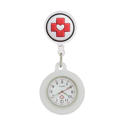 Retractable Hospital Medical Icon Love Heart Badge Reel Cartoon, Nurse Doctor Pocket Watch, Hang Clips Quartz Watches Clock