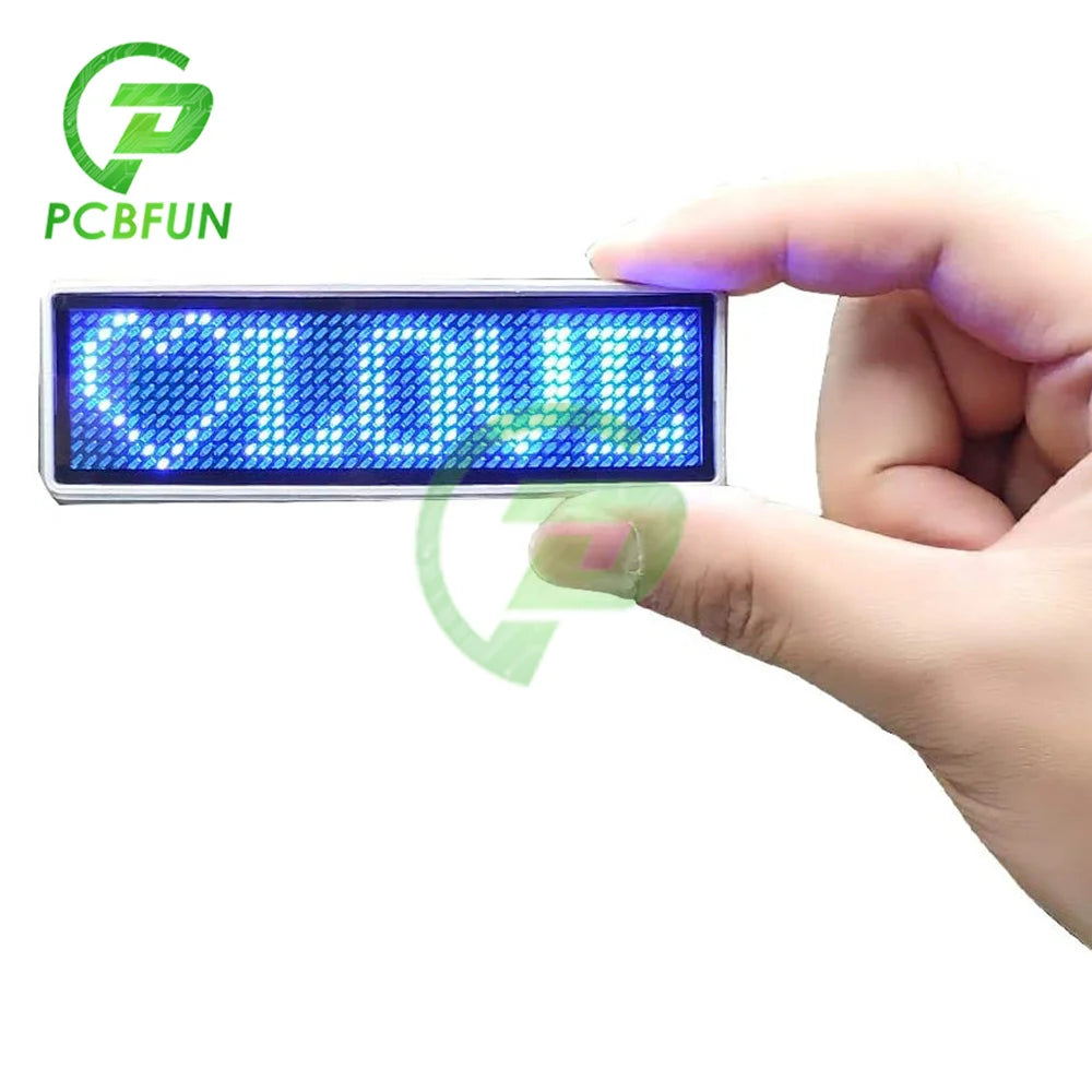 Rechargeable Bluetooth Digital LED Badge DIY Programmable Scrolling Message Mini LED Name Tag Badge Module Support 15 Languages