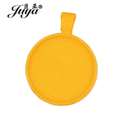10Pcs, Pendant Cabochon Base, DIY Jewelry Making 25mm Inner Size Plated Crafts Setting, Necklace jewellery Findings Accessory, JUYA