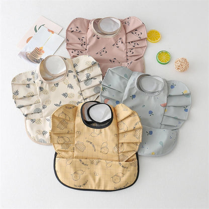 Baby Bibs INS Nordic Style Angel Feed Pocket Burp Girl Boy Infant Meals Bib Waterproof Easy Clean Cute Elephant Bibs Soft PU
