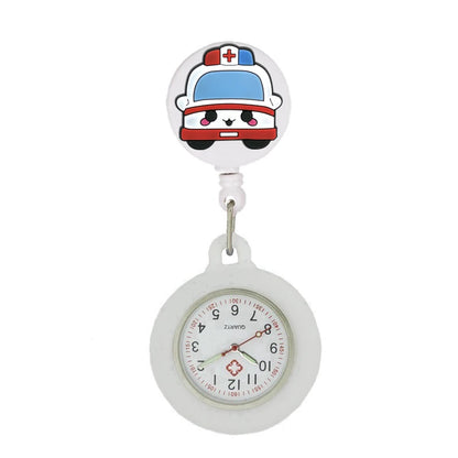 Retractable Hospital Medical Icon Love Heart Badge Reel Cartoon, Nurse Doctor Pocket Watch, Hang Clips Quartz Watches Clock