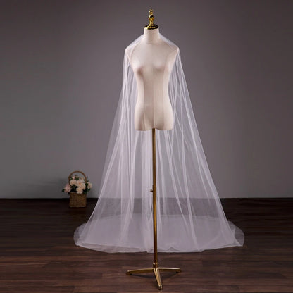 Wholesale Soft Tulle 3-Meter 5-Meter White Ivory Voile Mariée Long Wedding Veil with Metal Comb Bridal Headwear Vestido De Noiva