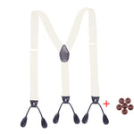 Vintage Suspenders Men Women Adult Leather Trimmed Button End Y Back Adjustable Elastic Trouser Braces Straps Belt Wedding Party