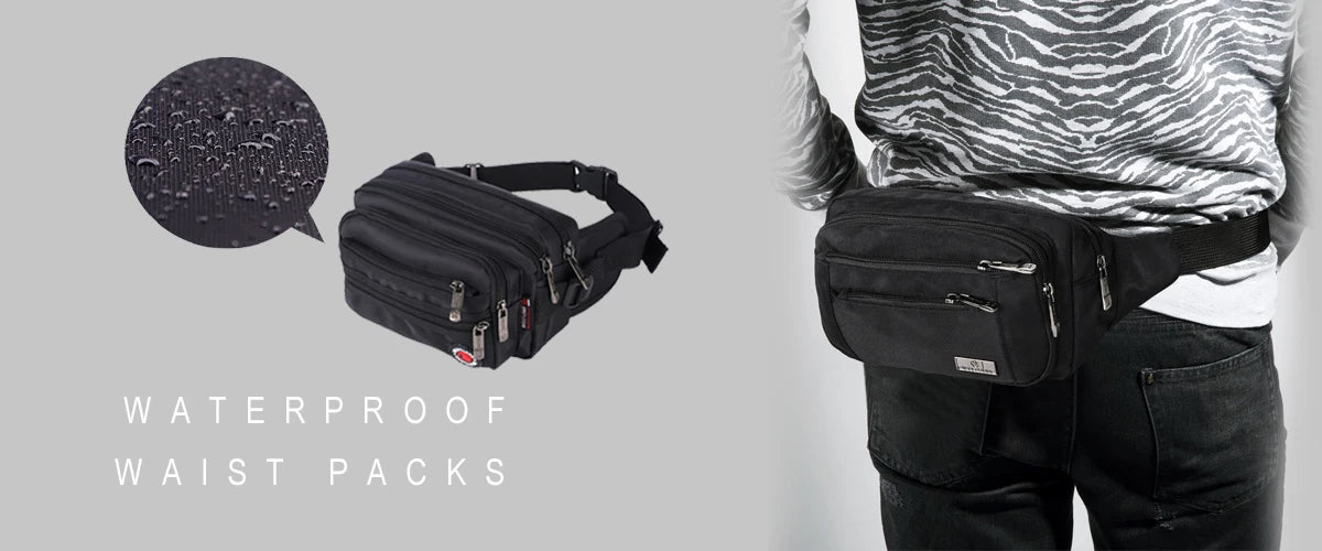 Waist Pack, Casual Functional Fashion Men Waterproof Fanny Pack, Women Belt Bum Bag, Male Phone Wallet Pouch Bags, Unisex 98011