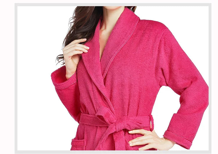 100% Cotton Robe Toweling Terry Robe Unisex lovers Soft Bath Robe Men And Women Nightrobe Sleepwear Male Casual Home Bathrobe