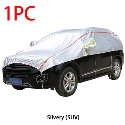 Universal Half Car Cover, Waterproof Outdoor Cover, Oxford Sun Rain Uv Protection, Dustproof Snowproof Car Body Cover for SUV Sedan