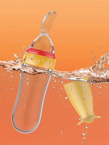 Safe Useful Silicone Baby Bottle With Spoon Food Supplement Rice Cereal Bottles Squeeze Spoon Milk Feeding Bottle Cup