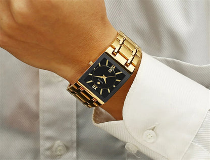 New Fashion Watches For Men, WWOOR Luxury Square Blue Men's Wristwatch, Stainless Steel Waterproof Quartz Clock, Male, Relogio Masculino