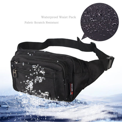 Waist Pack, Casual Functional Fashion Men Waterproof Fanny Pack, Women Belt Bum Bag, Male Phone Wallet Pouch Bags, Unisex 98011