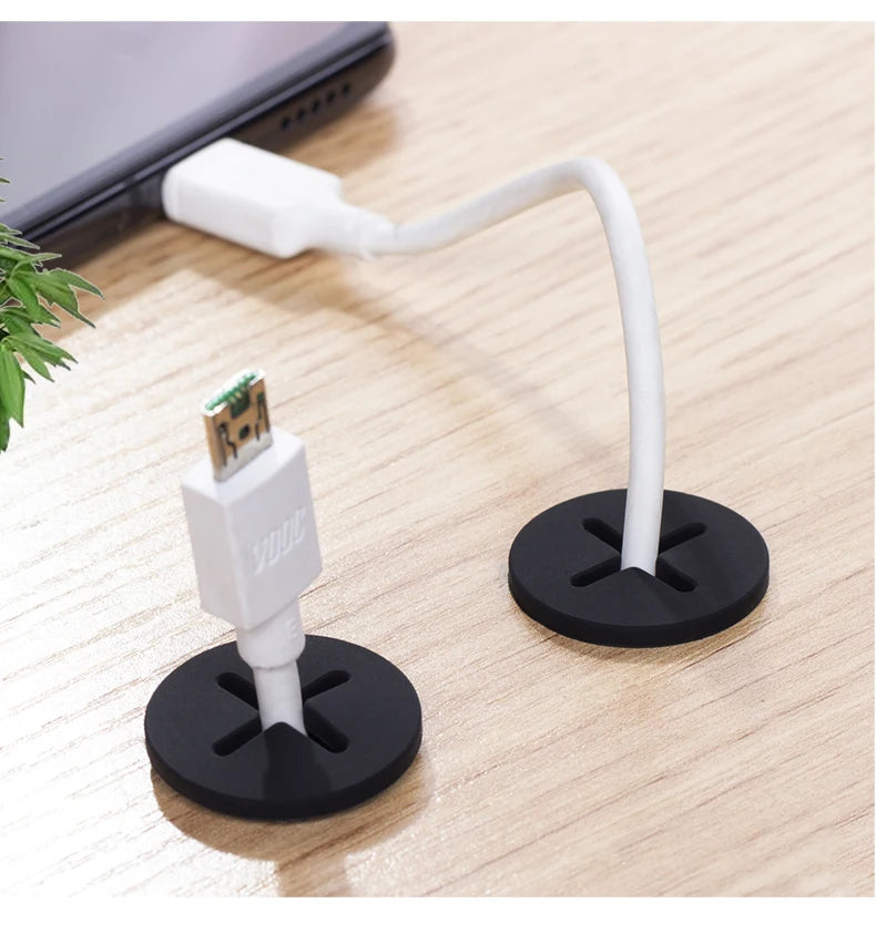 Desk Cord Grommet, Flexible Silicone Cable Hole Cover, Wire Organizer, Cable Pass Through, Round Gasket White