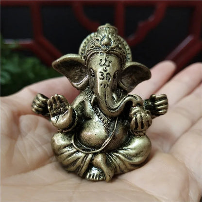 Bronze Color Lord Ganesha Statue, Buddha Ornaments, Elephant Hindu God Sculpture Figurines For Home Office Decoration, Buddha Statues