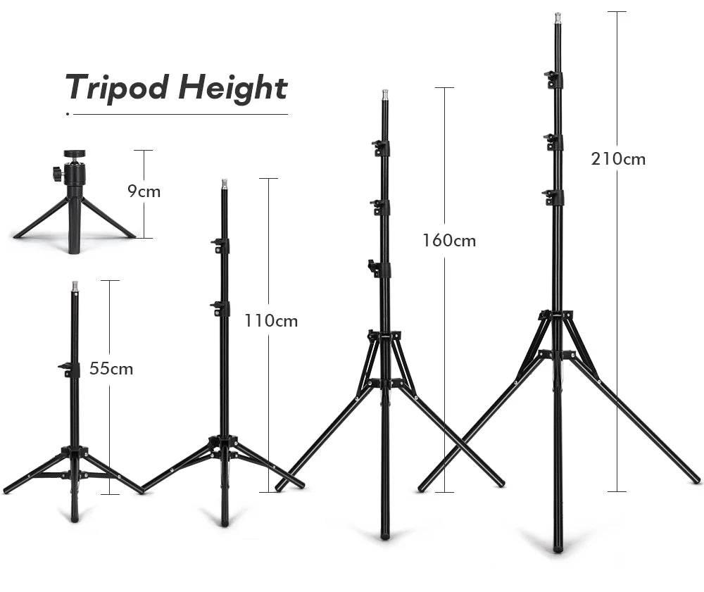 Tripod With LED Ring Light For Phone, Tripod Camera Stand Selfie Photography Light LED Lamp Color Photo Studio For YouTube Live