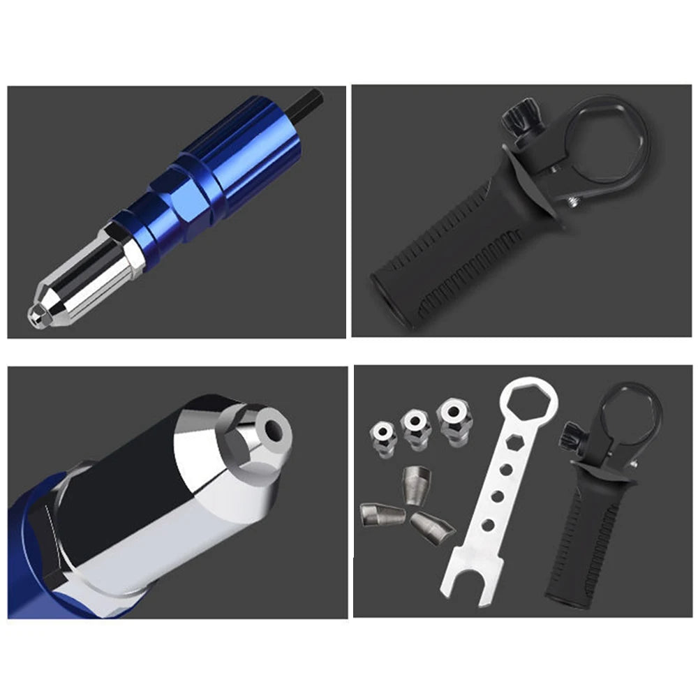 Electric Rivet Gun 2.4mm-4.8mm Rivet Nut Gun Drill Adapter Cordless Riveting Tool Insert Nut Pull Rivet Tool