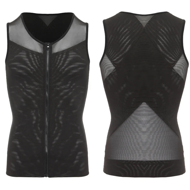 Men's Body Shaper, Abdomen Slimming Shapewear, Belly Shaping Corset, Top Gynecomastia Compression Shirts WIth Zipper Waist Trainer