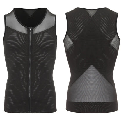 Men's Body Shaper, Abdomen Slimming Shapewear, Belly Shaping Corset, Top Gynecomastia Compression Shirts WIth Zipper Waist Trainer